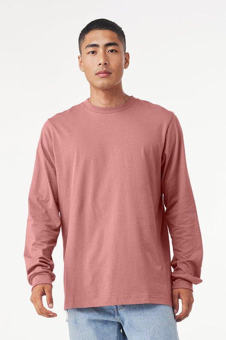 Bella Canvas 3501 Long Sleeve Cotton Fabric - Mauve, Long Sleeve, Unisex Jersey (S-3XL)