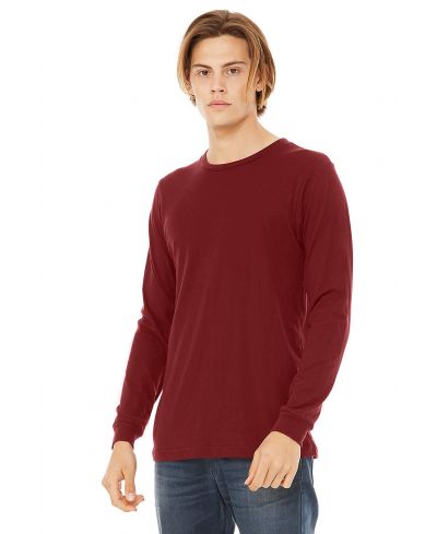Bella Canvas 3501 Long Sleeve Cotton Fabric - Cardinal, Long Sleeve, Crew Neck (1 Piece)