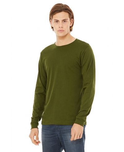 Bella Canvas 3501 Long Sleeve Cotton Fabric - Olive, Long Sleeve, Crew Neck (1 Piece)