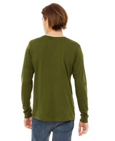 Bella Canvas 3501 Long Sleeve Cotton Fabric - Olive, Long Sleeve, Crew Neck (1 Piece)
