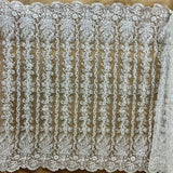 Beaded Lace Fabric Embroidered Net Mesh Ivory 51" Wide