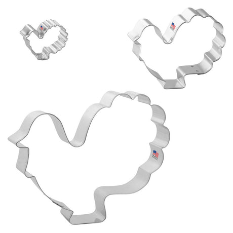 Turkey Nested Cookie Cutter Set 3 Pc GC0112 with a Hang Tag Cookie Recipe Card