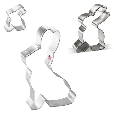 Bunny Rabbit Nested Cookie Cutter Set 3 Pc GC0106 with a Hang Tag Cookie Recipe Card