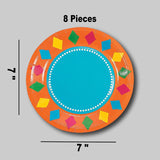 Fiesta Party Paper Dessert Plates 8 Ct. Bright Cinco de Mayo Party Tableware