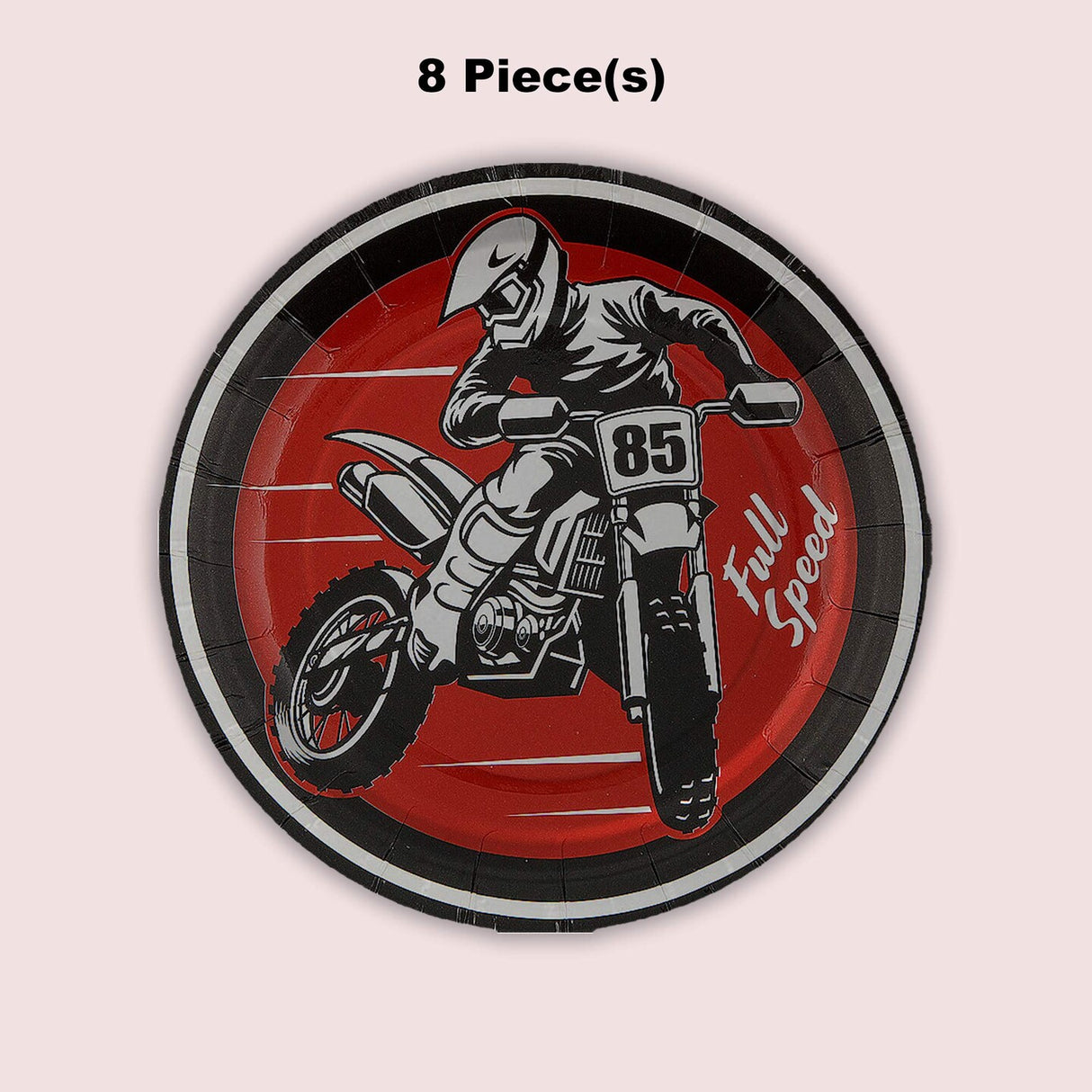 8 Count 7 1/4" Motocross Party Round Disposable Dessert Plates Full Speed Design