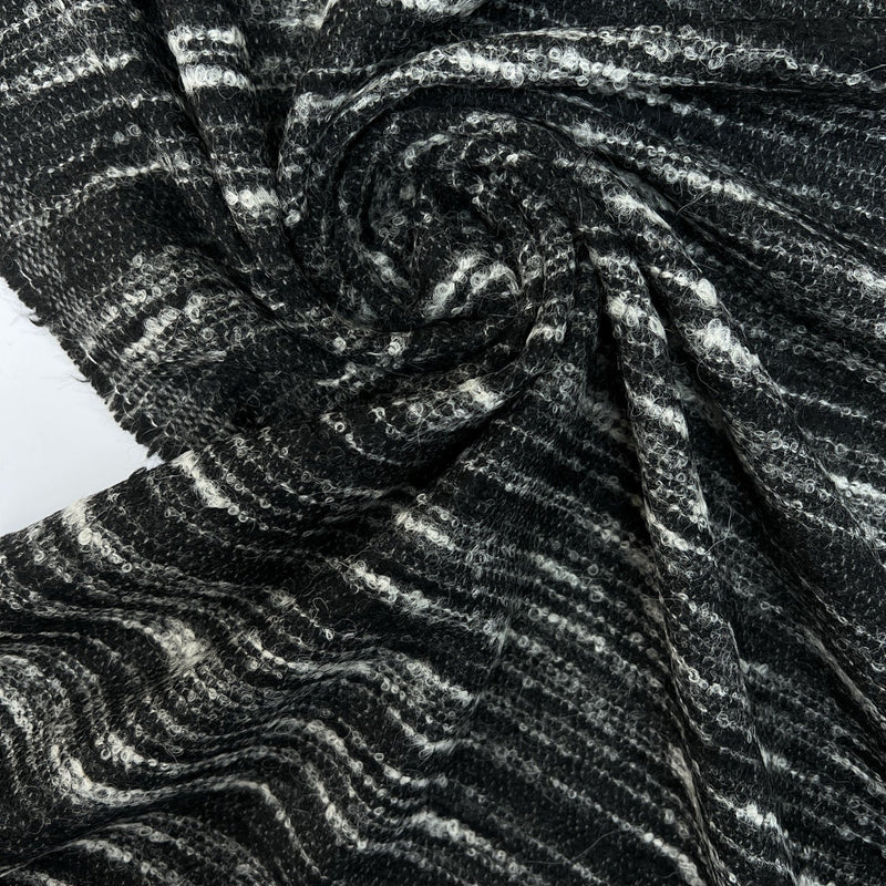 Wool Bouclé Striped Gray Black