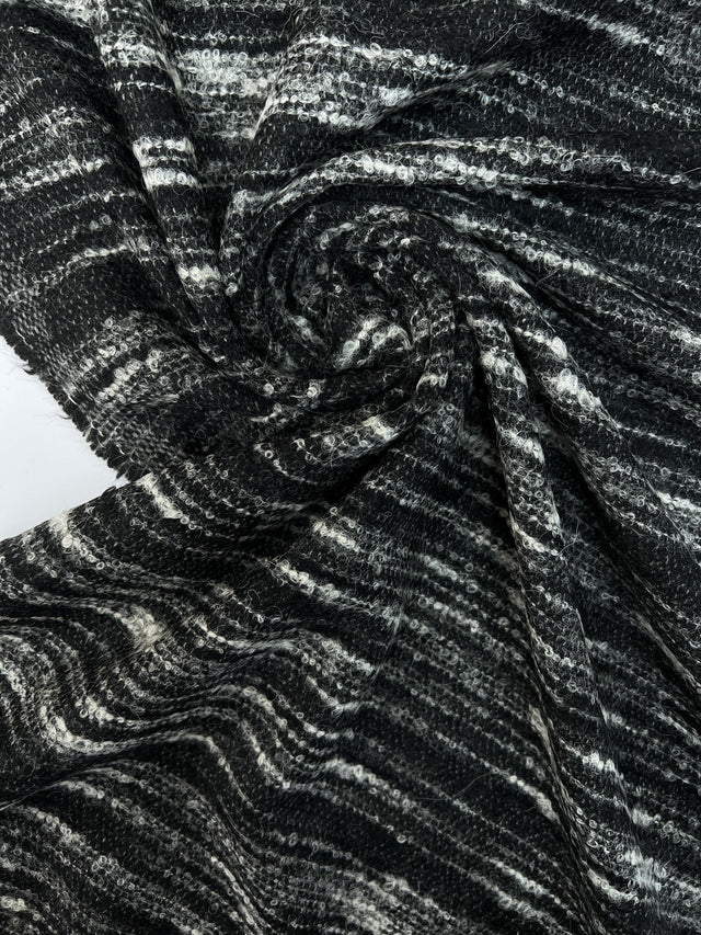 Wool Bouclé Striped Gray Black