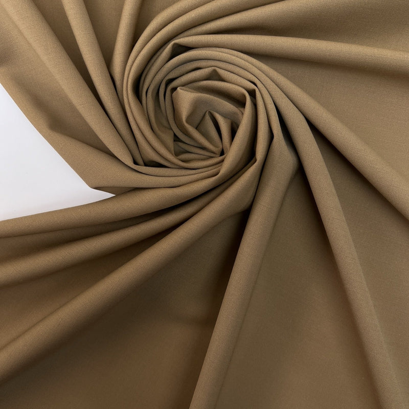 Wool Blend Stretch Fabric Brown Beige