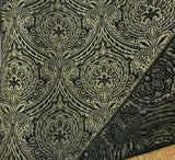 Medellin Damask Upholstery Fabric - Black Gold Damask, 58" Width, 14" Horizontal Repeat, 13" Vertical Repeat (1 Yard)