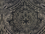 Medellin Damask Upholstery Fabric - Black Gold Damask, 58" Width, 14" Horizontal Repeat, 13" Vertical Repeat (1 Yard)