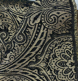 Medellin Damask Upholstery Fabric - Black Gold Damask, 58" Width, 14" Horizontal Repeat, 13" Vertical Repeat (1 Yard)