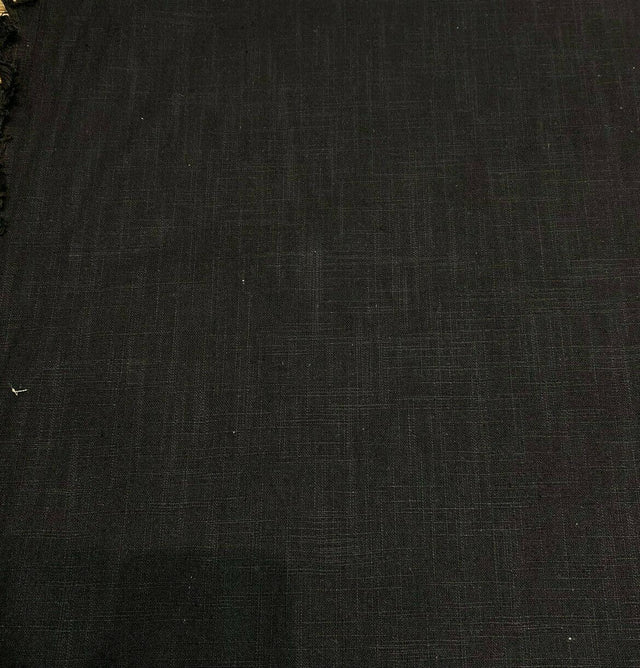 PK Faux Linen Derby Solid Onyx Black Cotton Fabric - Black, Solid, 54" Width (By The Yard)