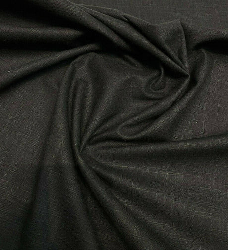 PK Faux Linen Derby Solid Onyx Black Cotton Fabric - Black, Solid, 54" Width (By The Yard)