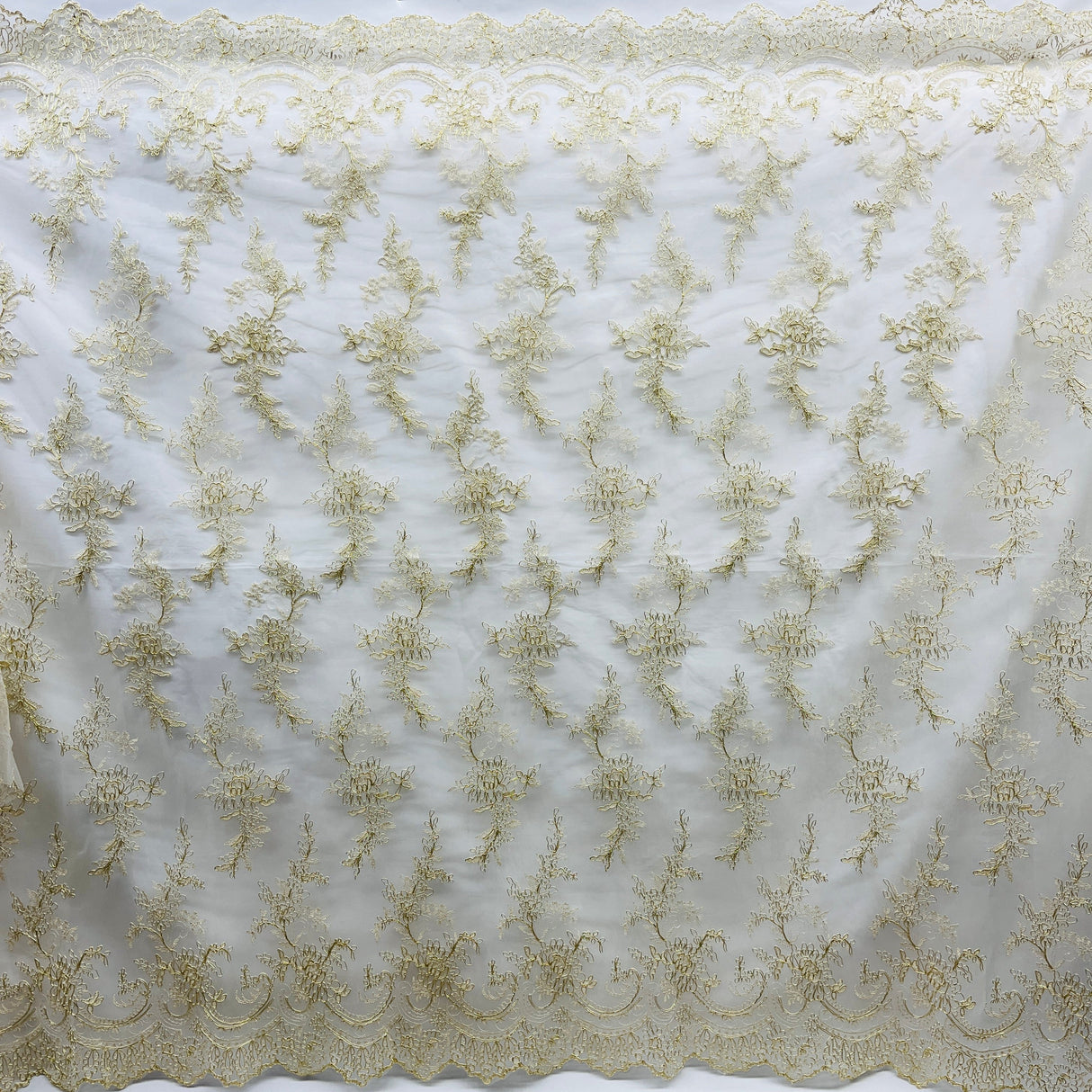 Embroidered Mesh Corded Bridal Lace