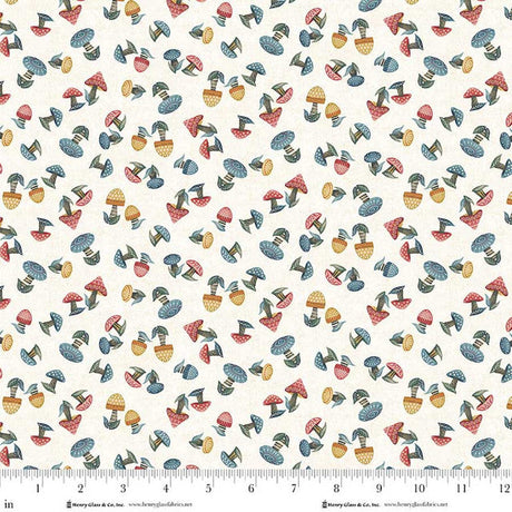 Cotton Print Cream Mushrooms Fabric 44/45"