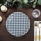 8 Count Navy Gingham Paper Dessert Plates 7" Rustic Party Checkered Plates