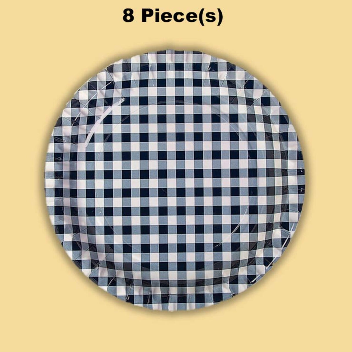8 Ct. Navy Gingham Paper Dessert Plates 7" Rustic Party Checkered Plates
