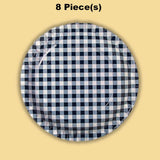 8 Count Navy Gingham Paper Dessert Plates 7" Rustic Party Checkered Plates