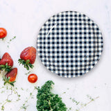 8 Ct. Navy Gingham Paper Dessert Plates 7" Rustic Party Checkered Plates