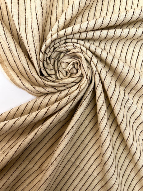 Wool Acrylic Striped Fabric Brown Beige