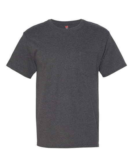 Hanes short sleeve cotton crewneck pocket T-shirt for everyday wear