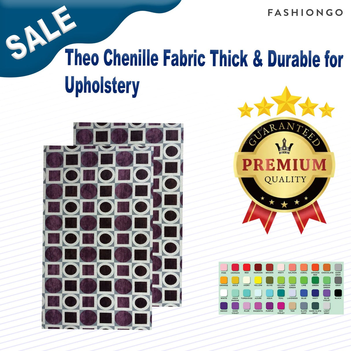 Theo Chenille Fabric Thick & Durable for Upholstery
