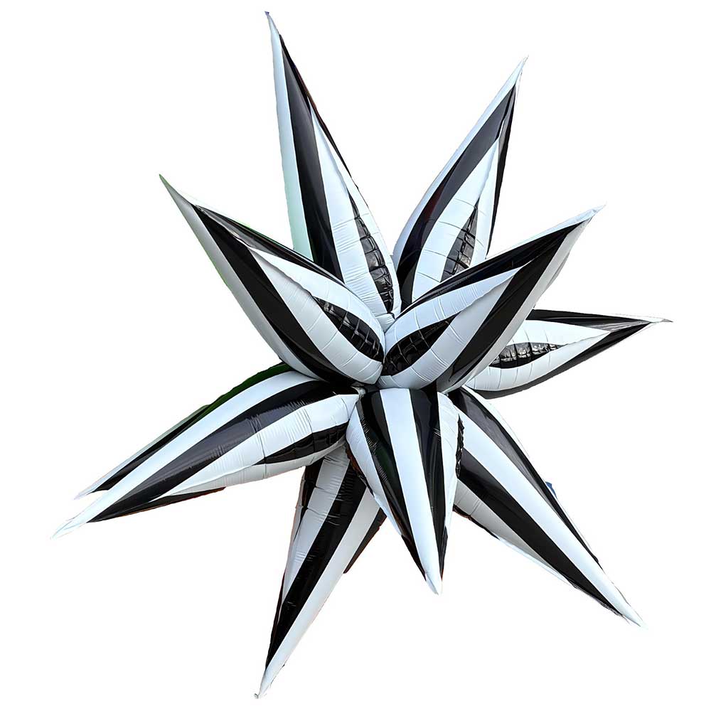 Foil Balloon Black & White Starburst 40 Inch