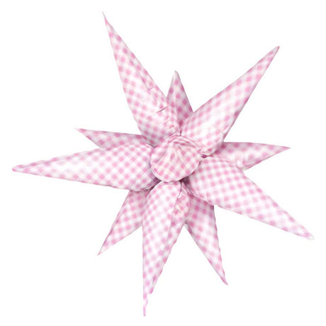 Pink Gingham Starburst Foil Balloon