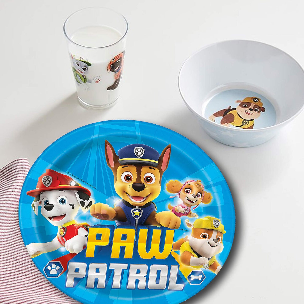 8 Ct. Paw Patrol Paper Dinner Plates 9" Plates Featuring Skye, Rubble, Chase & Marshall for Kids' Parties