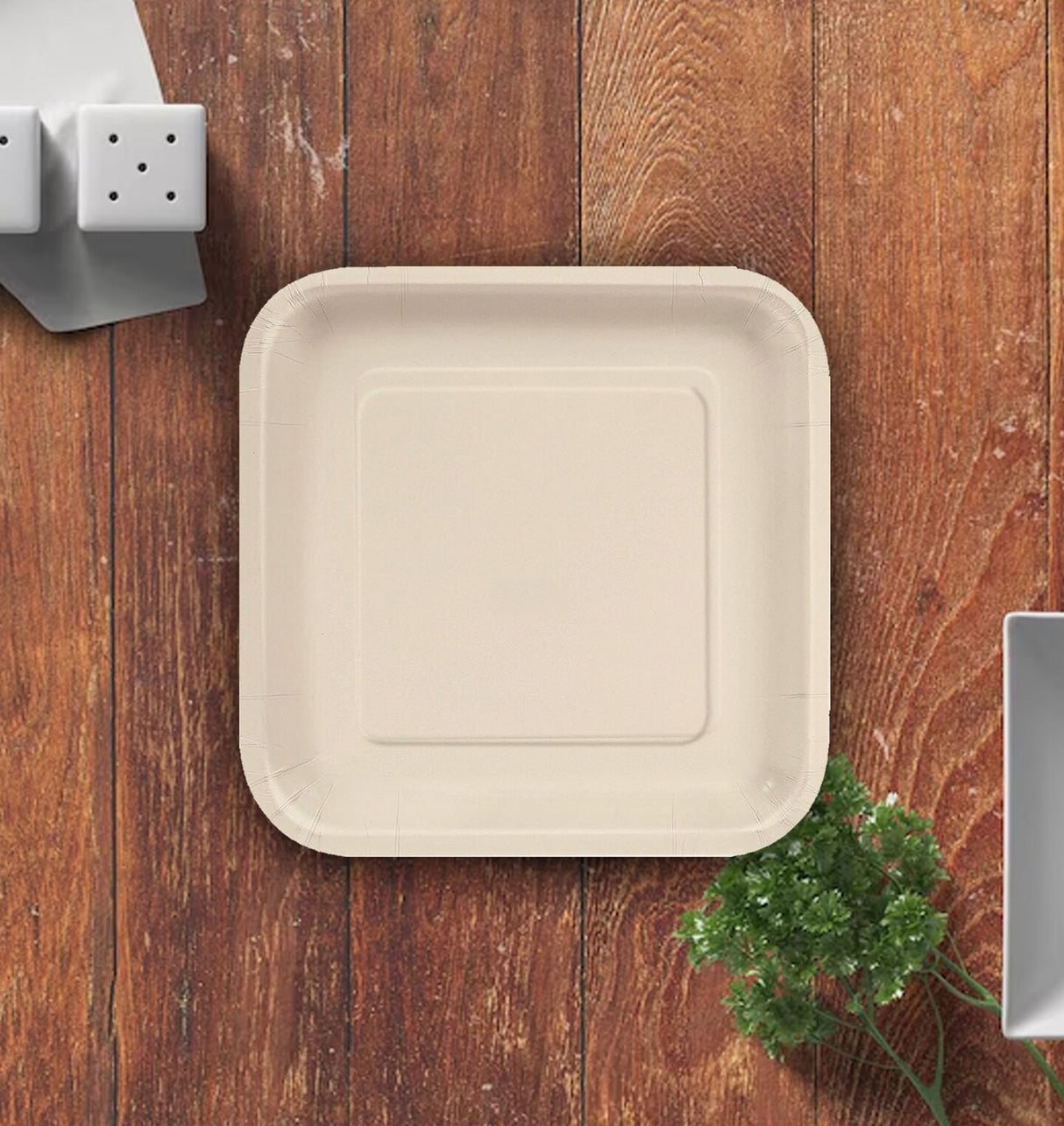 24 Count Ivory Square Paper Dinner Plates 9" Disposable Elegant Party Tableware