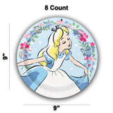 8 Count Alice in Wonderland Pastel Floral Paper Dinner Plates 9" Birthday Party Plates