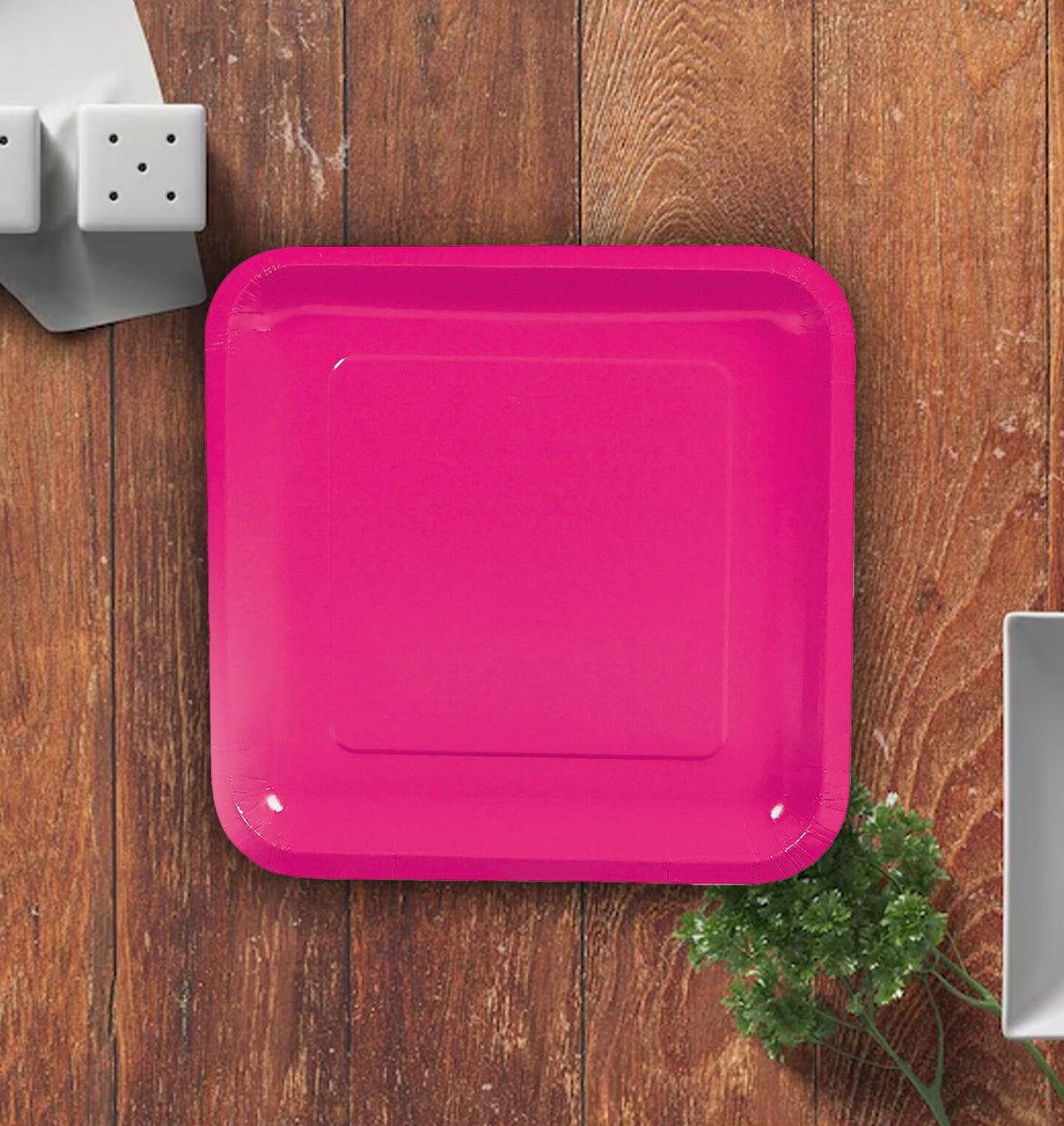 24 Count Hot Pink Square Paper Dinner Plates 9" Disposable Party Tableware