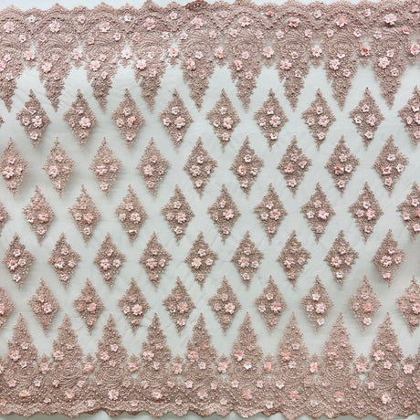 Beaded 3D Floral Lace Mesh