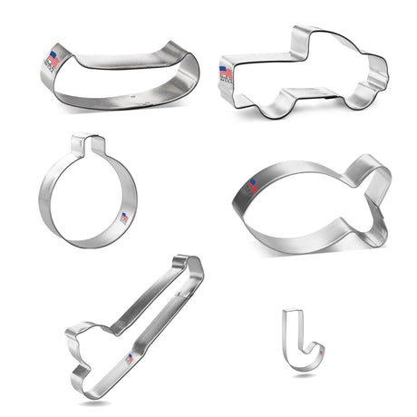 Live to Fish Cookie Cutter 6 Pc Set - Foose Cookie Cutters - US Tin Plated Steel HS0424