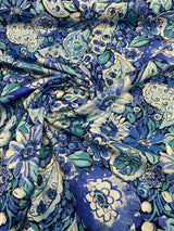 Dena Home Sweet Summer Linen Rayon Fabric - Blue Floral, 54" Width (1 Yard)
