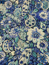 Dena Home Sweet Summer Linen Rayon Fabric - Blue Floral, 54" Width (1 Yard)