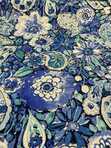 Dena Home Sweet Summer Linen Rayon Fabric - Blue Floral, 54" Width (1 Yard)