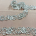 Beaded Corded Lace Trim 2" Organza