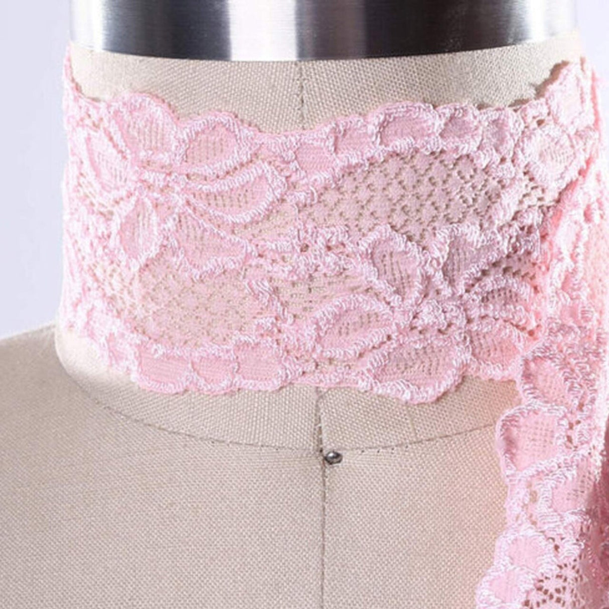 2 Yards Light Pink Stretch Lace Trim 2.5" Wide Floral Elastic Ribbon for Lingerie, Sewing & Crafts