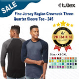 TULTEX® Fine Jersey Raglan Crewneck Three-Quarter Sleeve Tee