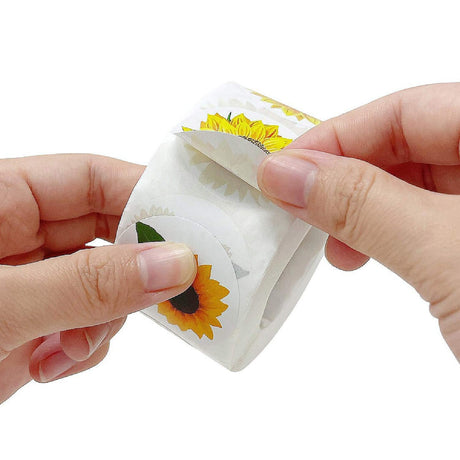 Wrapables 1.5" Thank You Stickers Roll, Sealing Stickers and Labels 500 Pc Sunflower