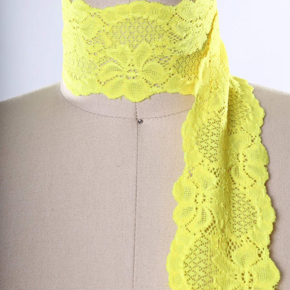 2 Yards Bright Yellow Wide Stretch Lace Trim 2.5" Floral Elastic for Lingerie, Sewing & Crafts