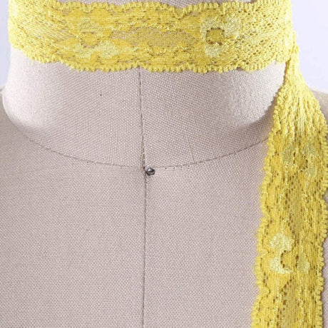 2 Yards Bright Yellow Stretch Lace Trim 7/8" Floral Elastic Ribbon for Lingerie, Sewing & Crafts