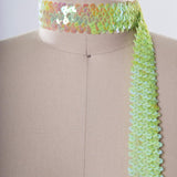 1 Yard Iridescent Lime Green Stretch Sequin Embellishment Trim