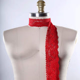 2 Yards Candy Apple Red Stretch Lace 2" Wide Floral Elastic Trim for Lingerie, Overlays & Accents