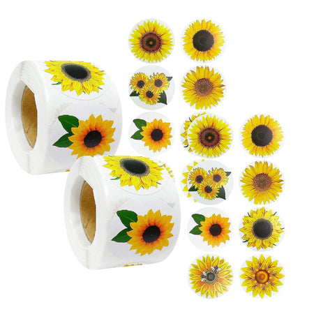 Wrapables 1.5" Thank You Stickers Roll, Sealing Stickers and Labels 500 Pc Sunflower