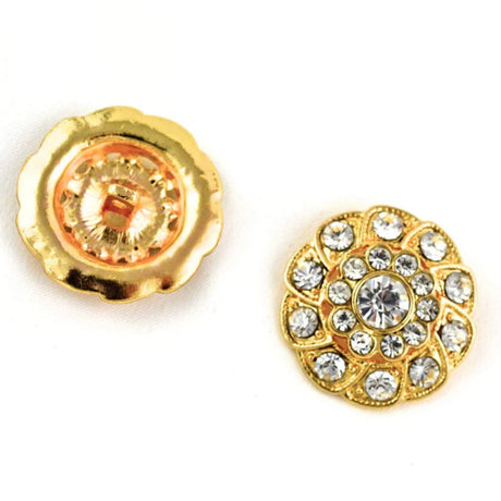 5/8" Small Gold Spiral Rhinestone Button for DIY Projects 5/8"
