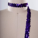 1 Yard Elastic Sequin Trim Purple Sequin Sash Trim 1.5"