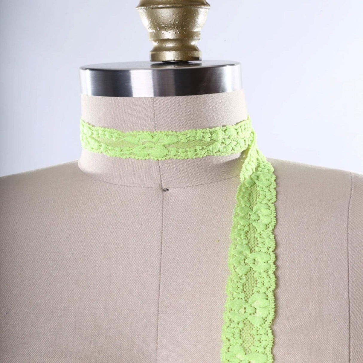 2 Yards Neon Green Stretch Lace 7/8" Floral Elastic Trim for Lingerie, Overlays & Crafts