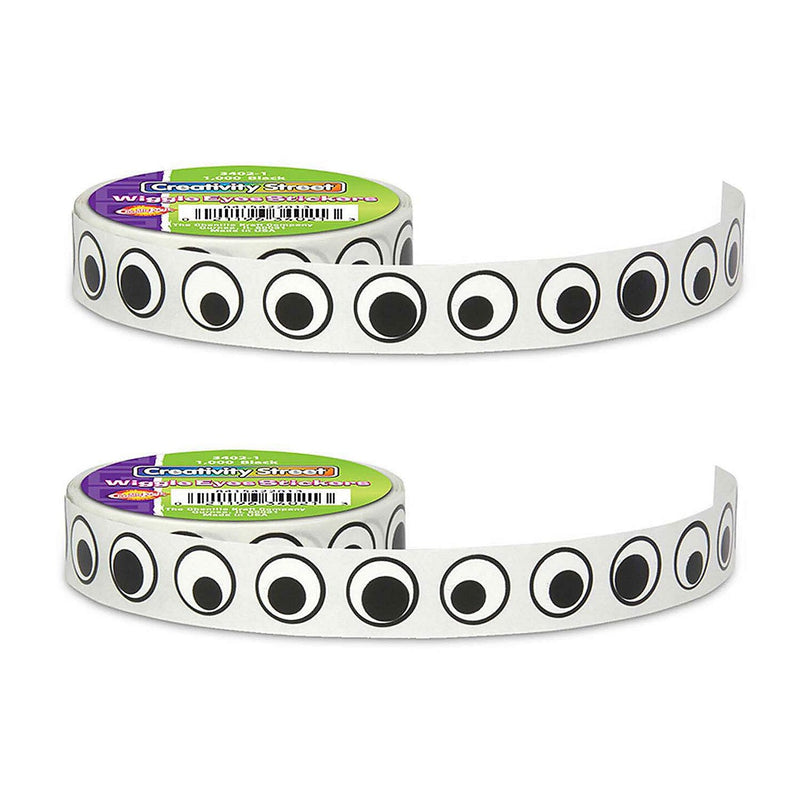 Creativity Street Wiggle Eyes Sticker Roll Black 0.5" 1000 Stickers per Roll 2 Rolls